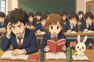 必死に受験英語を勉強する高校生