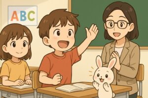 失敗を恐れずに発表する小学生