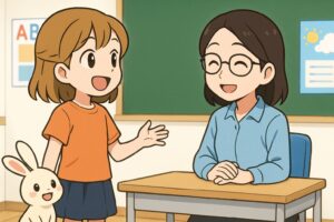 先生の英語をスラスラ真似する女の子